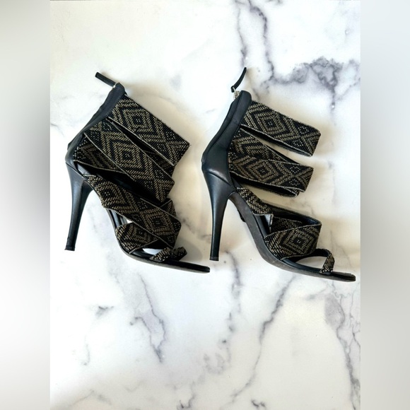 Balmain Strappy Beaded Stiletto Heels, Size 7.5 US, 100% AUTHENTIC - Picture 2 of 4